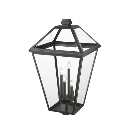 Z-Lite Talbot 4 Light Outdoor Post Mount Fixture, Black & Clear Beveled 579PHXLXR-BK